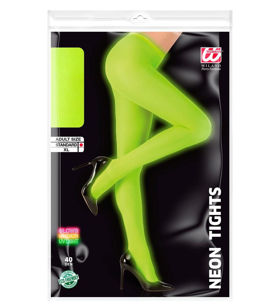 Neon Green Stockings 80s Disco 40 Den XL