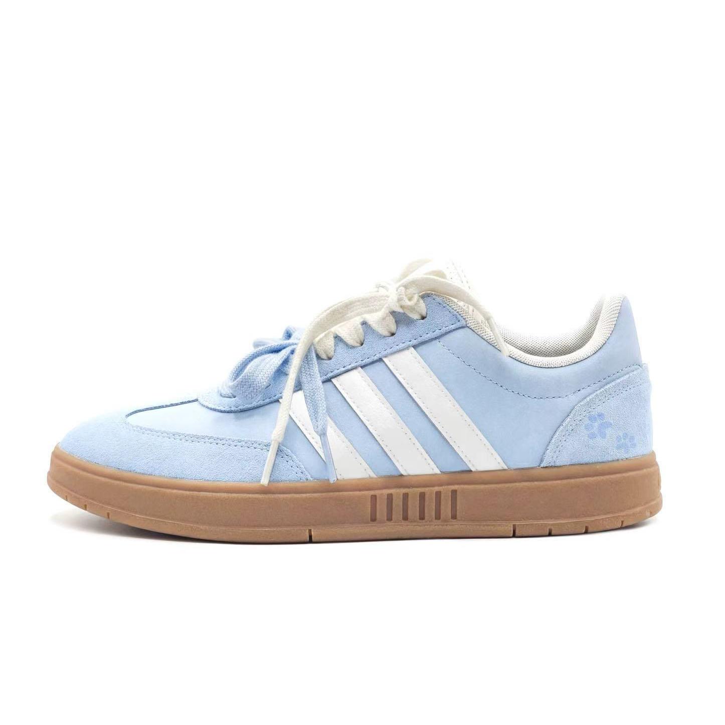 

Adidas GRADAS Cloud Leather Coverage Slip Resistant Low top Vintage Basketball Shoes Unisex Blue White IE9044 (Team858-) 36