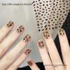 French Pink Leopard Print Nail Art Stickers - Autumn Brown & Caramel Cat Eye Leopard Design for Winter