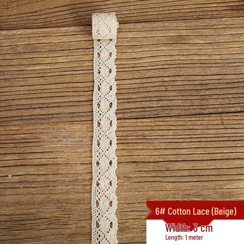 Handmade Off-White Elastic Cotton Lace for DIY Garment Accessories and Skirt Hem Decoration.