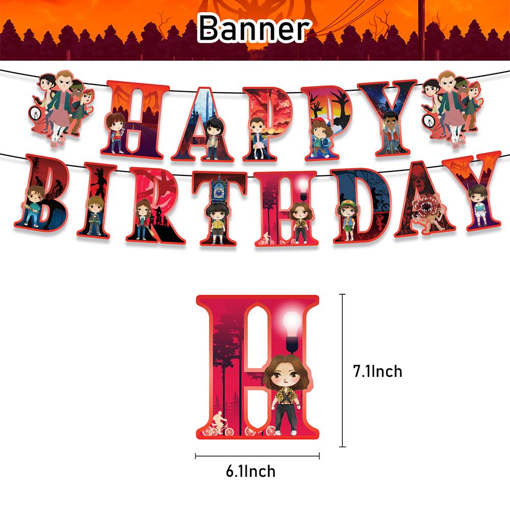 32pcs Stranger Party Decorations Included Cake Topper Balloons Banners