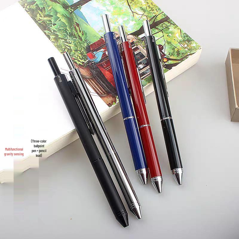 Black Technology Gravity-Sensing 4-in-1 Multifunctional Metal Pen: Ballpoint & Mechanical Pencil