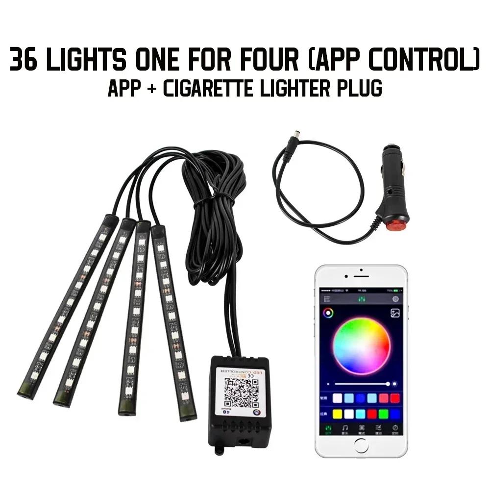 Car  Atmosphere RGB Strip LED Light Bar Lights USB APP With Remote Control Music Rhythm Flashing LampsInterior Car Decorative