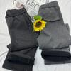 Fashionable Silver High-Waisted Wide-Leg Drawstring Pants – Women's Winter Casual Straight-Leg