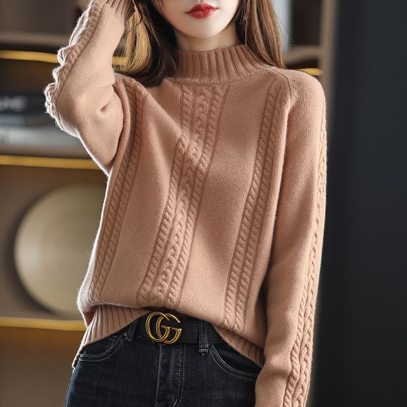 

WTEMPO Женский теплый свитер с длинным рукавом и круглым вырезом, модный трикотаж для девочек, мягкие и удобные вязаные топы, свитера 2XL коричневый