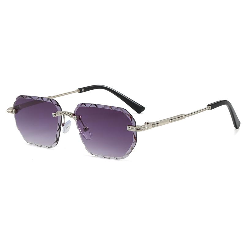 

Trendy Rimless Square Sunglasses Women Men Stylish Gradient Lens Metal Shades Eyewear Luxury Brand Small Vintage Sun Glasses серебряный серый