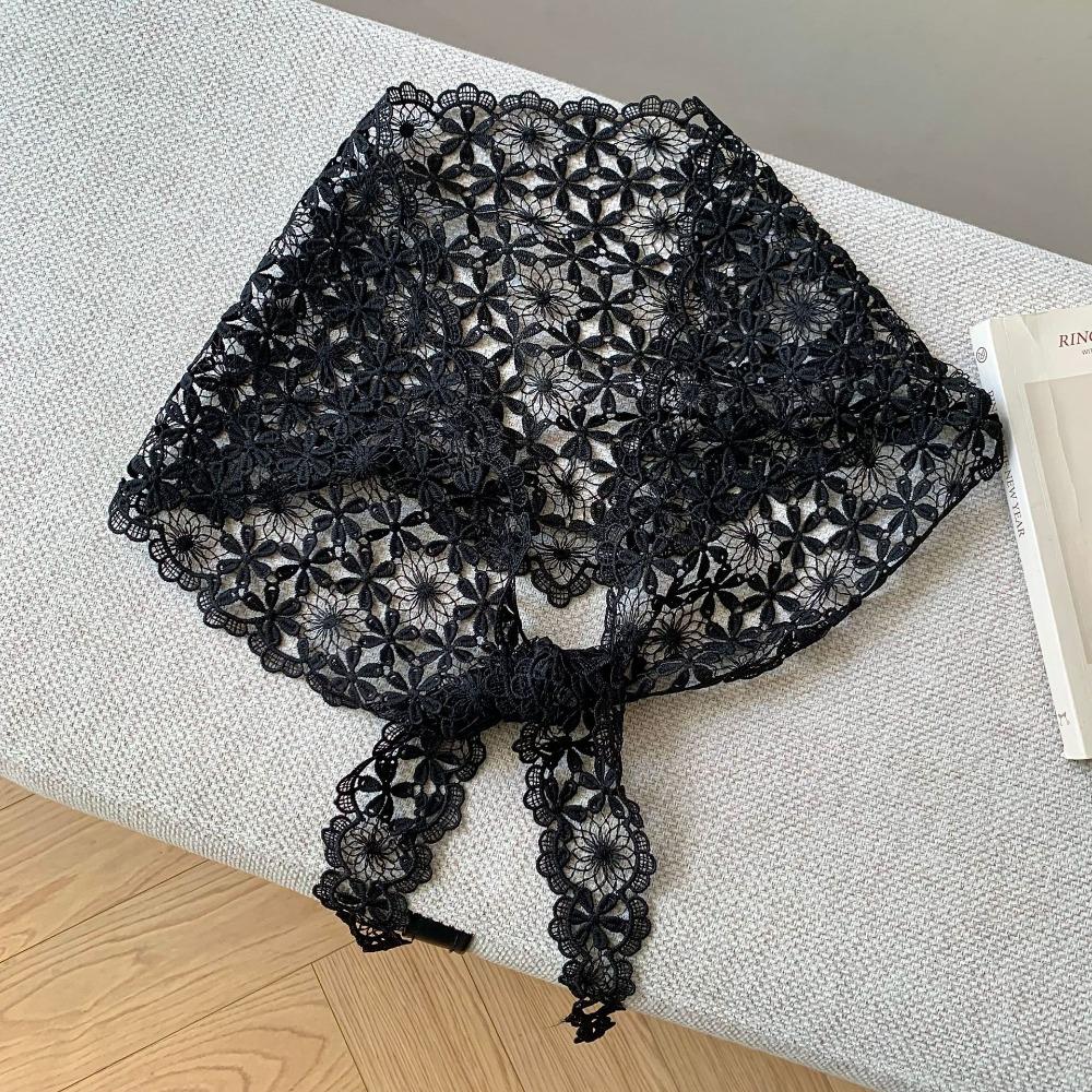 Transparent Lace Headband Floral Printed Skirt Curtain Elegant Embroidered Flower Scarves  Party Style 10