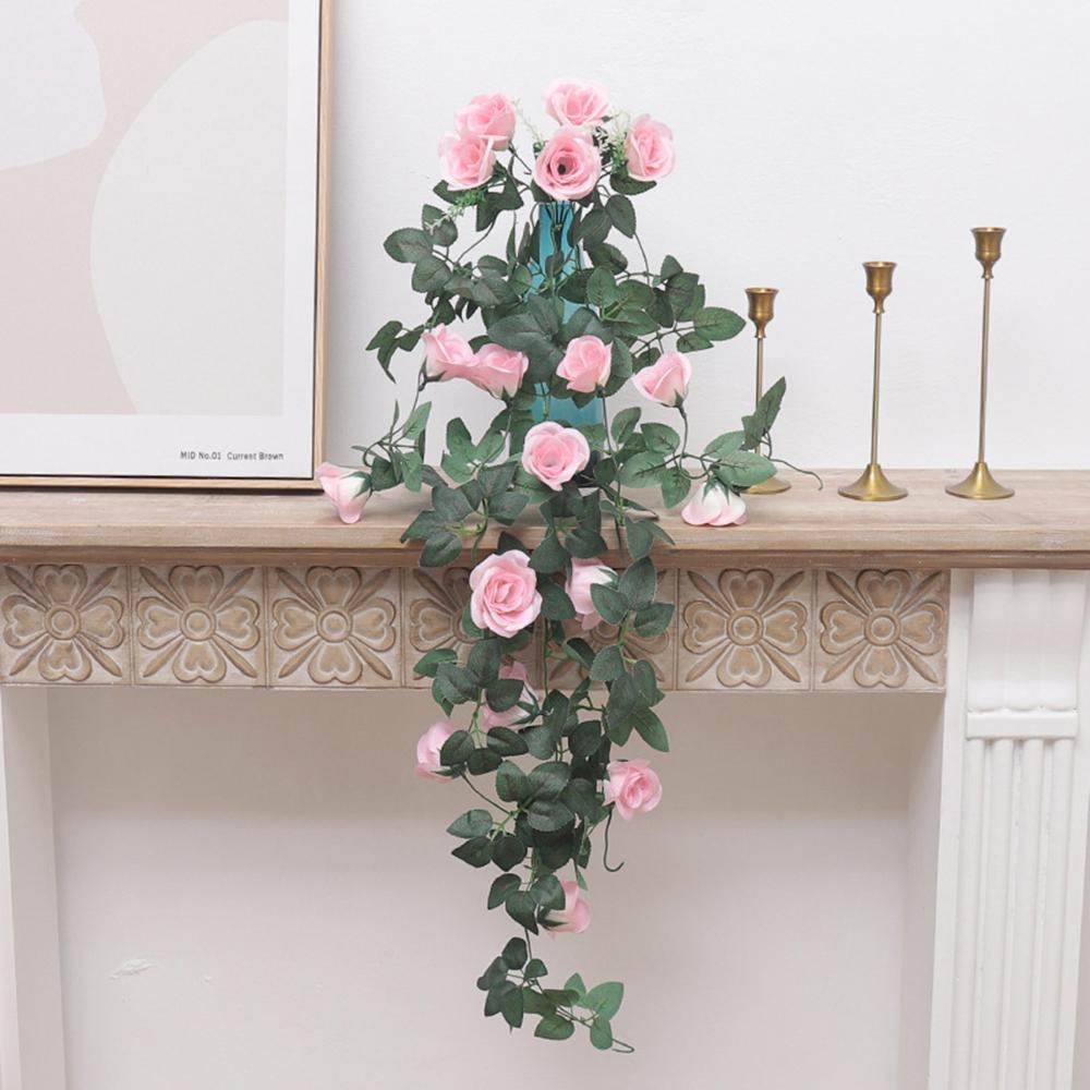 Artificial Flower Rattan Fake Plant Vine Valentine's Decora Wall Hanging Rose Home RoomDecora Accessories Wedding Archway Wreath