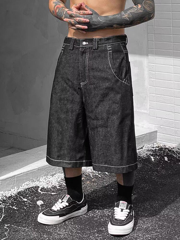 

Мужские джинсовые шорты свободного кроя в стиле американского западного побережья - Летние трендовые пятиточечные шорты 2024 XL чёрный