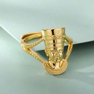 Vintage Egyptian Queen Goddess Ring For Women Stainless Steel Portrait Ring Statement Jewelry Daily Wear Anniversary Gift