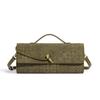 Handmade Woven Retro Soft Leather Accordion Baguette Bag - Solid Color Shoulder Handbag