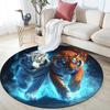 Flame Tiger,Round Area Rug,Carpet Rug for Living Room Bedroom Sofa Playroom Decor,Non-slip Floor Mat