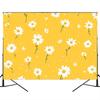Boho Minimalist Daisy Tapestry Yellow Background with White Blooms Wall Hanging for Room Decor