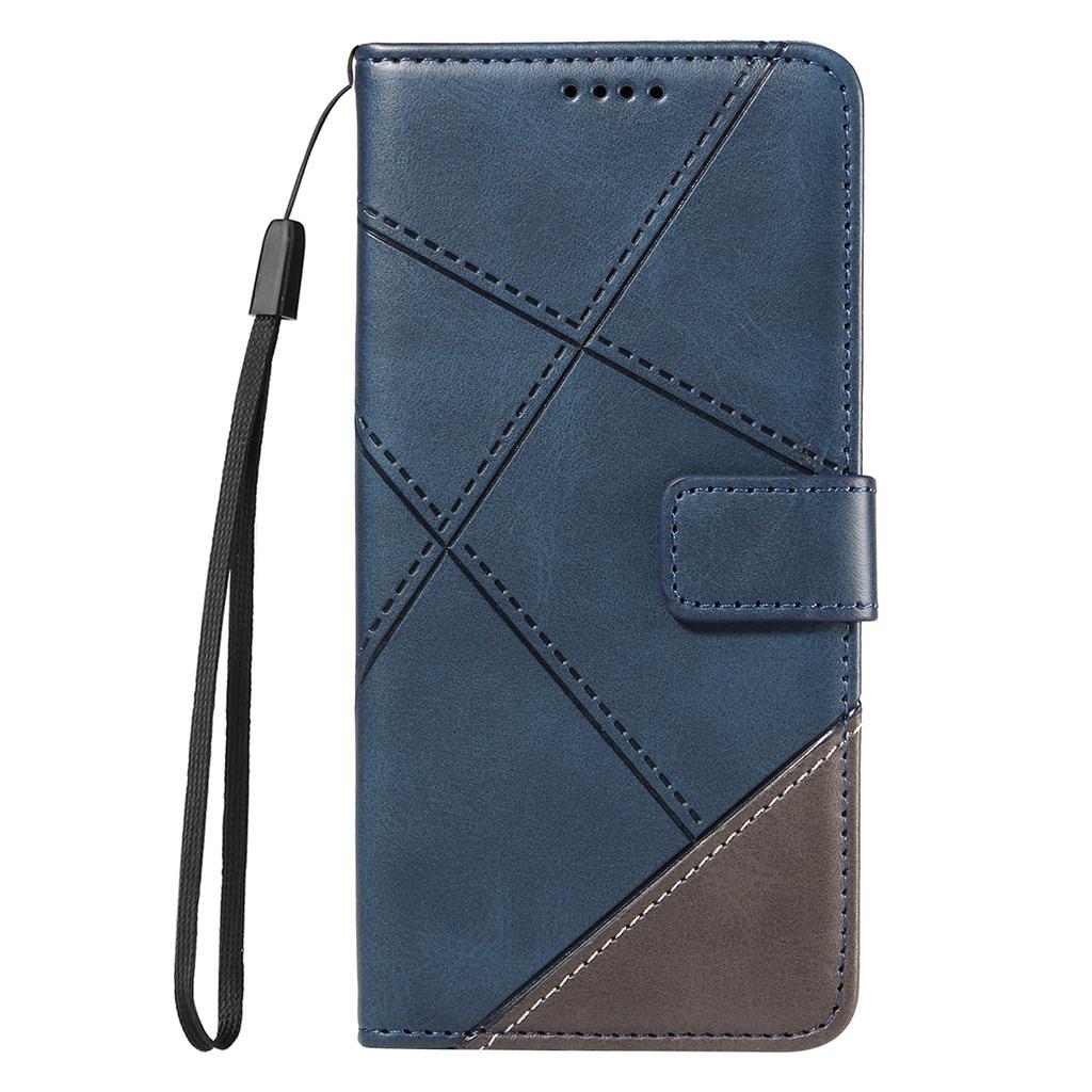 For iPhone 14 Case Wallet Geometric PU Leather Phone Cover Calf Texture