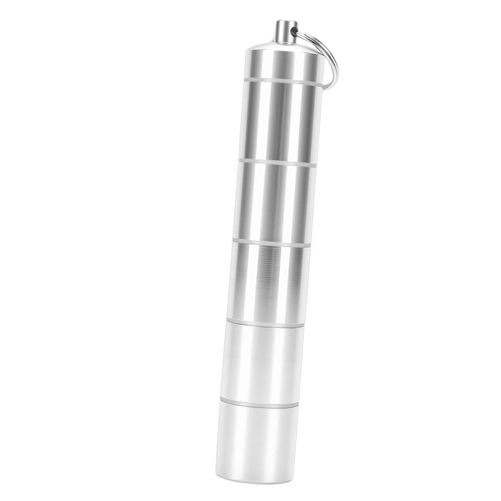 6 Fächer Mini-Tabletten-Etui Aluminiumlegierung Wasserdicht Tragbare Tablettenbox Spender 25x140mm