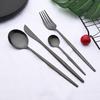 Schwarz 4 Stück Abendessen Edelstahl Gold Matt Geschirrset Messer Gabel Teelöffel Besteckset Küchentischgeschirr Besteckset