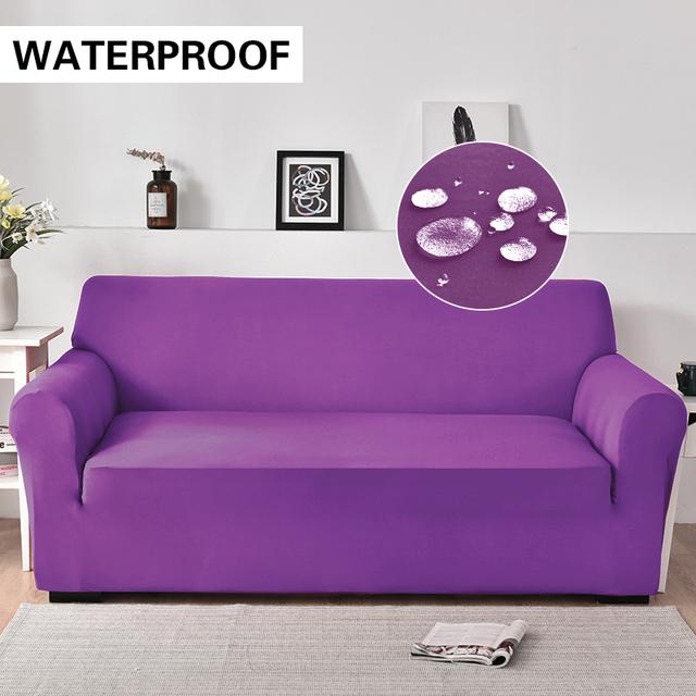 

Waterproof Elastic Sofa Slipcover L Shaped Corner Sectional Couch Cover For Living Room Durable Solid Chair Cover Small(90-140cm)1pc фіолетовий