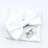 Einfarbiges Herren-Fliege-Taschentuch-Manschettenknopf-Set aus Polyester, Schmetterling, Hochzeit, Party, Abendessen, Zubehör