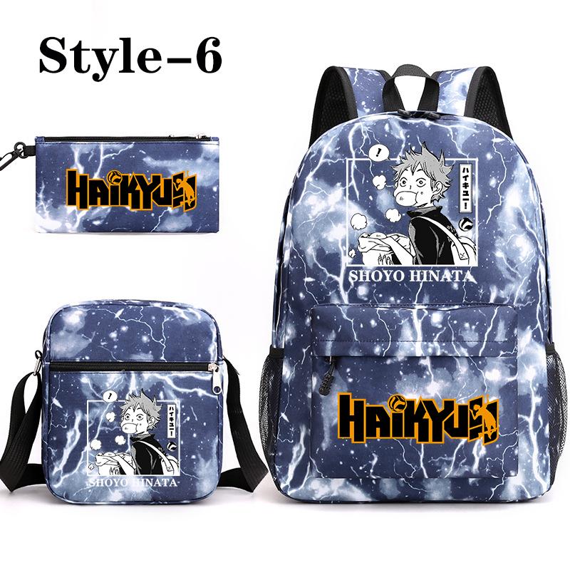 Funny Shoyo Hinata Harajuku Backpack New Anime Pattern 3 Piece Backpack School Large Capacity Zipper Schoolbag Anime Backpacks