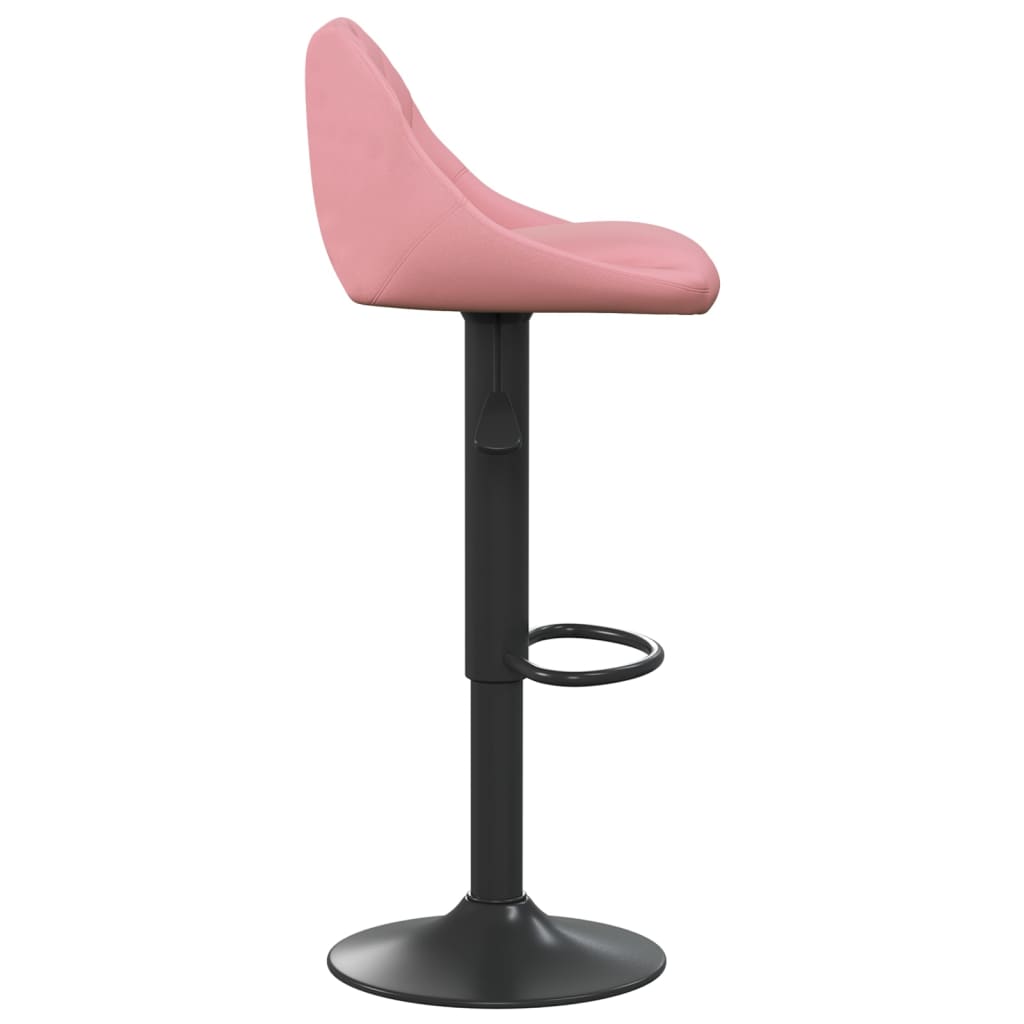 Bar Stool Set of 2 Pink Velvet