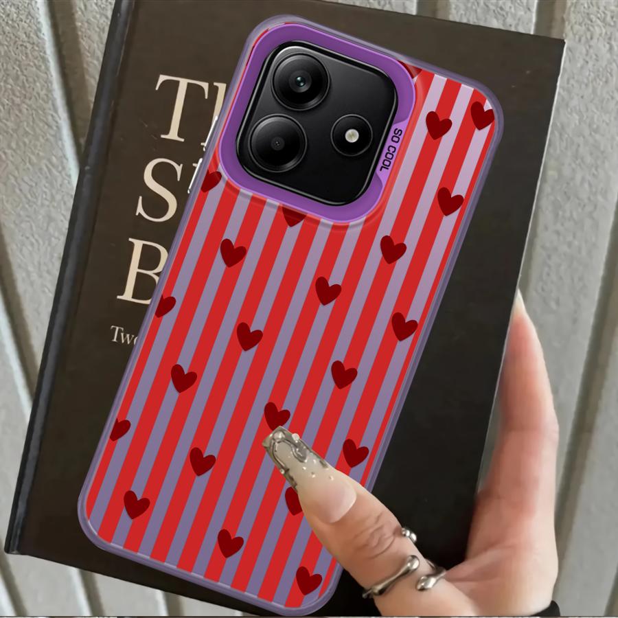 Back Phone Cover Case for Xiaomi Redmi Note 14 11 12 Pro 12s Note 13 Pro Plus 11s Stripe Love Heart