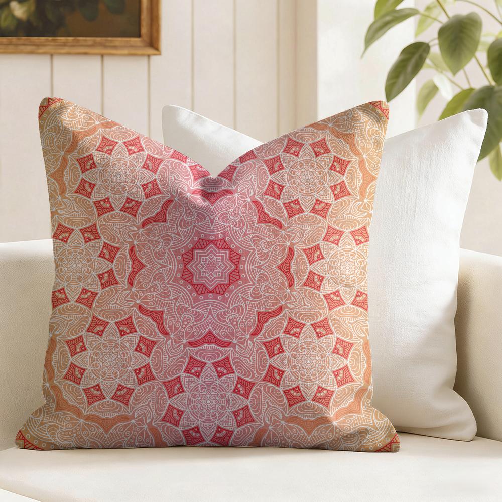 Mandala Böhmisch Ethnisch Kissenbezug Natürliche Leinen Doppelseitiger Druck Dekokissenbezug für Sofa Couch Heimdeko