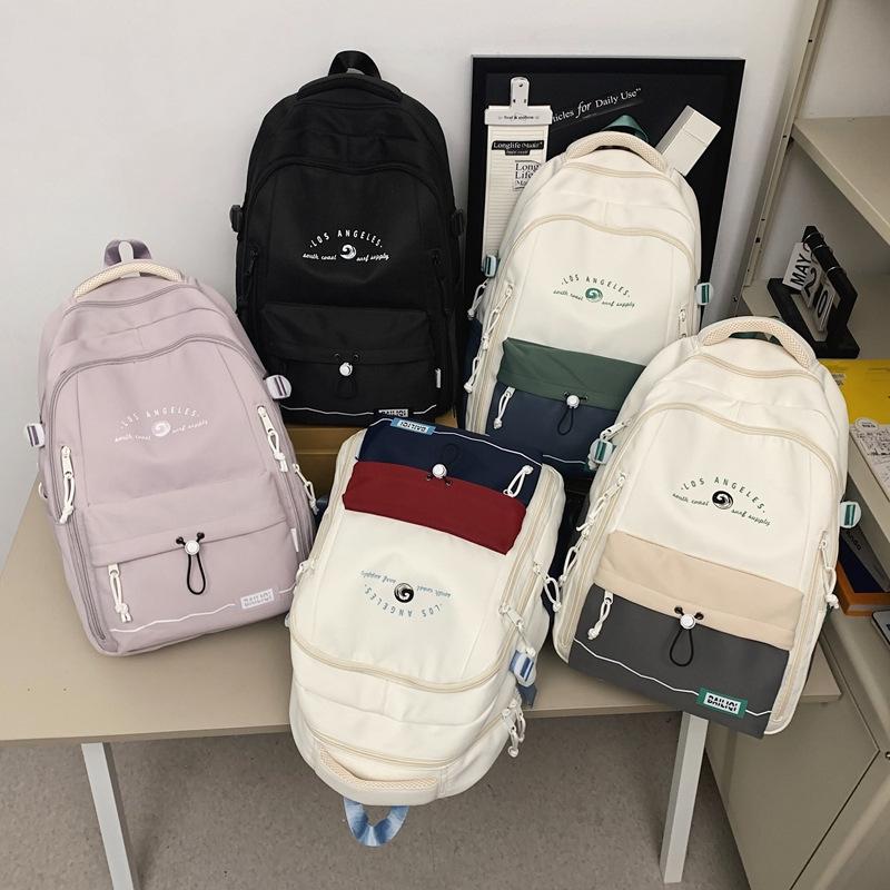 Sac à dos Homme Contraste de Couleurs Sac à dos Femme Grande Capacité Couple Voyage Sac d'écolier Étudiant