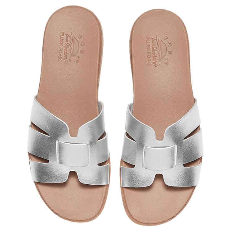 Skechers Comfortable Soft Anti-Rubbing Slide Sandals Women Sandals Silver 114707-SIL