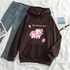 Womens Strawberry Milk Print Hoodie Long Sleeve Cute Harajuku Style Loose Fit Sweatshirt