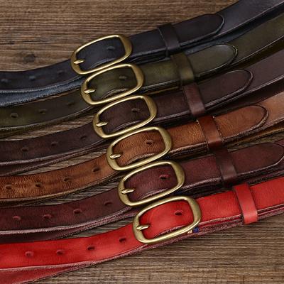 Kadınlar 2. 3cm Genişliğinde Kemer Moda Retro Eskitilmiş Pileli Hakiki Sığır Derisi Yüzey Buzlu Kadın Pin Tokalı Kemer Moda