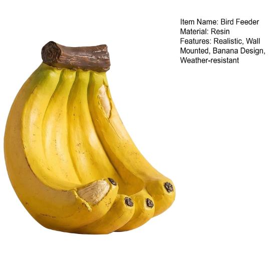 Resin Banana Bird Feeder Outdoor Decorative Bird Feeder Wall Mounted Wild Bird Feeder for Garden Backyard Decoration