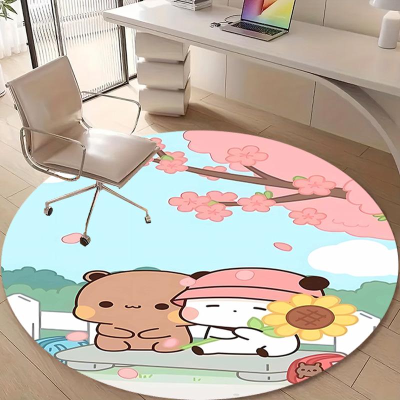 1pc Yier BuBu Bear1 Design Printed Area Round Carpet for Bedroom Living Room Home Decor Rugs Mat Non Slip Mat Rug for Bedside