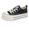 Small muffin thick-soled heightening board shoes women's 2025 spring new low-top canvas shoes lace-up casual little white shoes