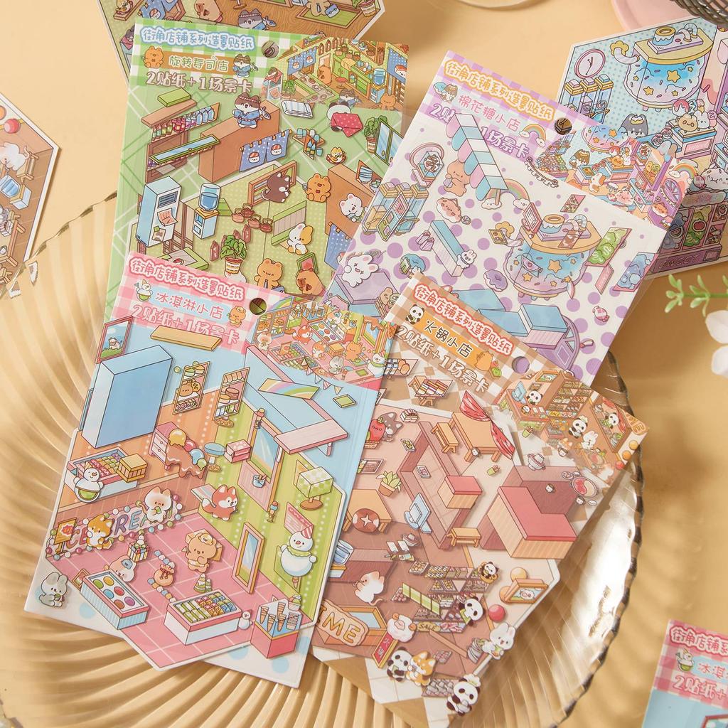 Miniature 3D Cottage Stickers, Cute Layered Dioramas, Visual Depth Journal Decor