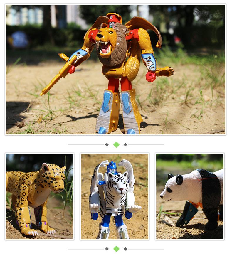 Kaelile Animal Vanguard: Transforming Mecha Warriors Puzzle - Lion, Elephant, White Tiger, Eagle, Panda Robot Toy.