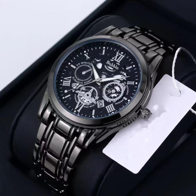 Trendy Men's Automatic Quartz Watch - High-End Light Luxury with Luminous Roman Hollow Design