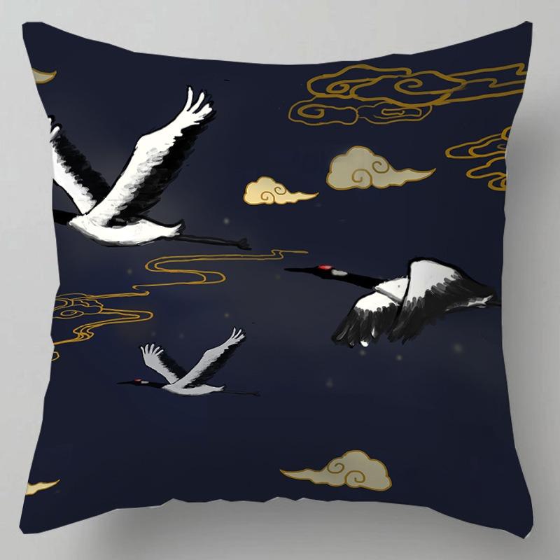 Wooden Chair Back Pillow, Tatami Bedside Pillow, Office Nap Pillow, Chinese Style Landscape Painting Pillowcase