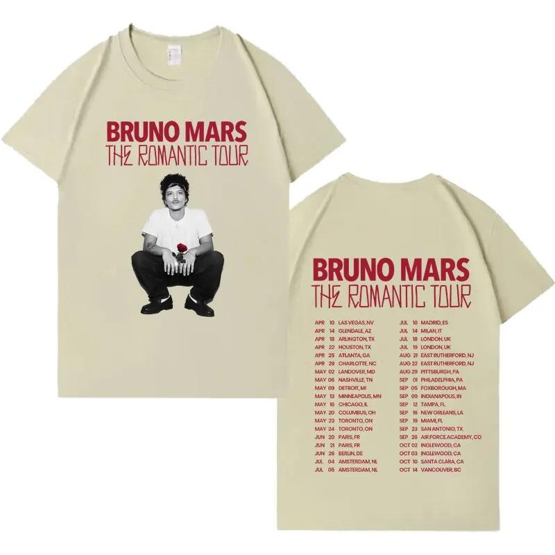 Bruno Mars "The Romantic Tour" Oversized T-Shirt, Unisex Pop R&B Concert Merch Tee, 100% Cotton Casual Short Sleeve Top