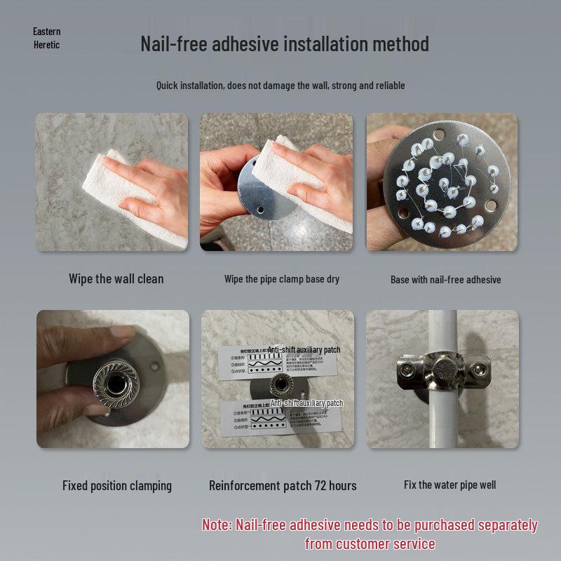 Stainless Steel Adjustable Gas Pipe Clamp with Hole-Free Fixing Design