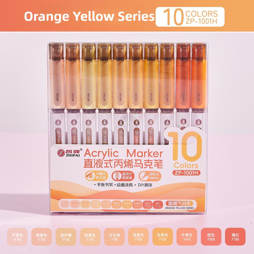 120/10 Colors Direct Liquid Acrylic Paint Pens Brush Marker for Rock Painting Stone Glass DIY Art Supplies Stationery PK LANGUO