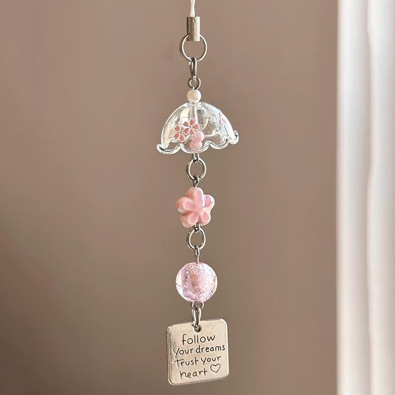 Transparent Keychain Cute Wind Chime Pendant Keyring Mobile Phone Lanyard Kawaii Bag Decorative Accessories Home Decorations