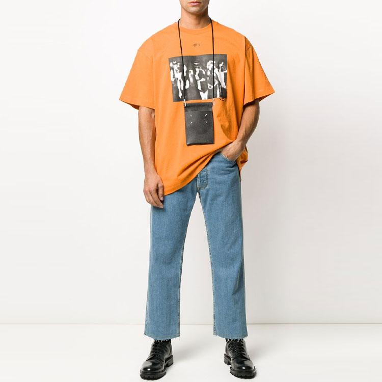 Off-White SS20 Graffiti Arrows Print Crewneck T-Shirt Men Tops Orange OMAA038R201850151910