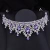 Gorgeous Princess Purple Crystal Bridal Jewelry Sets for Women Tiaras Crown Bride Earrings Wedding Necklace Jewelry Set