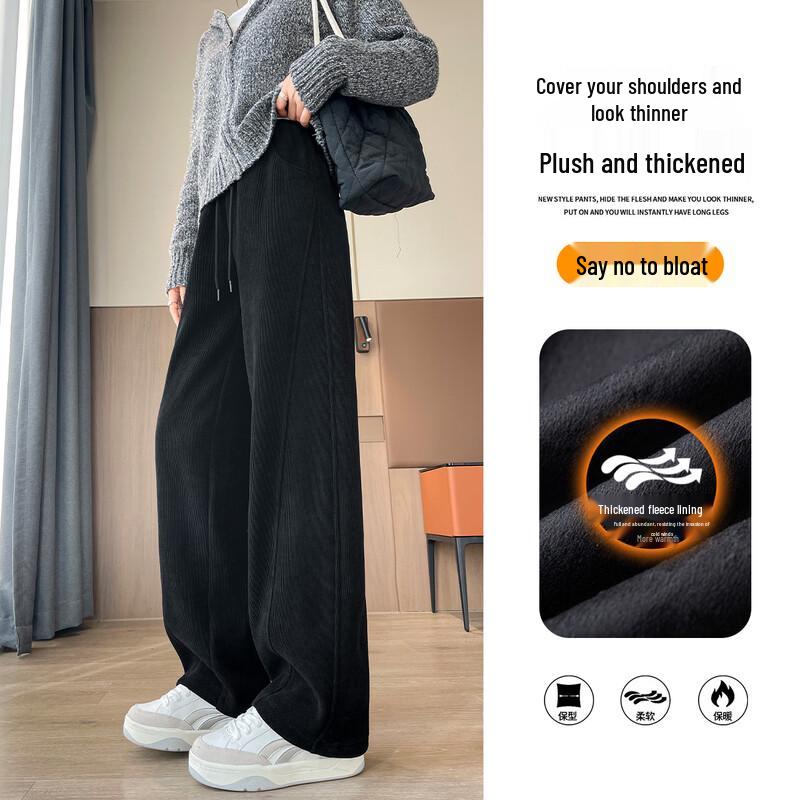 Han Du Yi She Women s High-Waist Fleece-Lined Loose Ankle Pants XL
