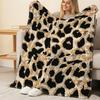 Leopard Print Flannel Fleece Blanket: High-Density Plush, Soft & Warm, Decorative, Perfect for Home Casual & Festive Use