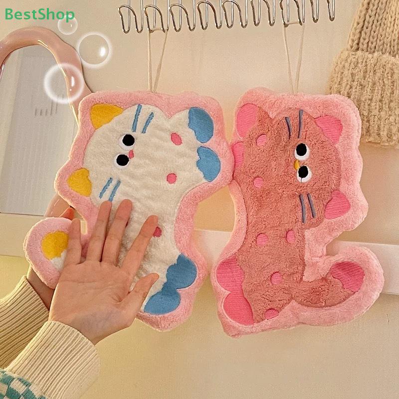 Super Absorbent Hand Towel Cartoon Kitten Shape Kitchen Bathroom Cleaning Cloth