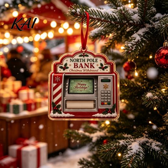 Money Gift Card Holders for Christmas 2D Acrylic Cash Holder Ornament, Hanging Tree Decorations Xmas Decor, Reusable Pocket Keepsake Holiday