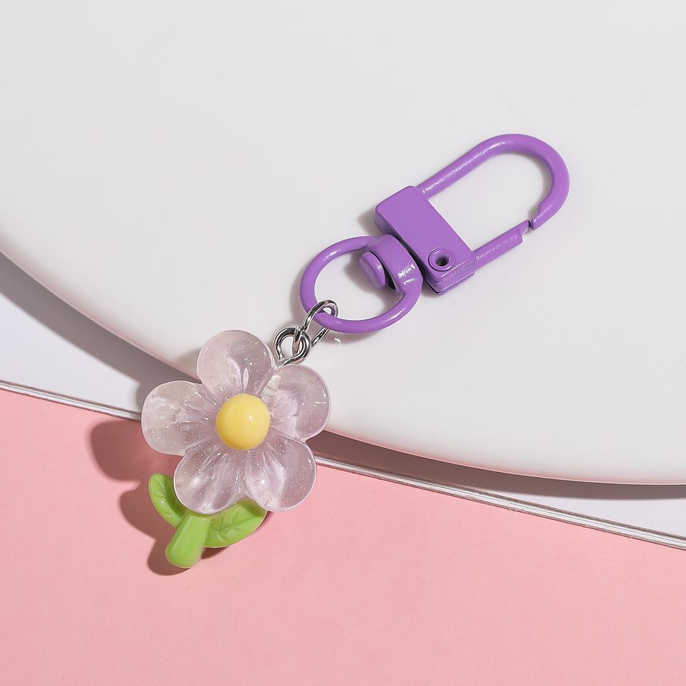 1 Stück Bunter Harz-Tulpen- und Sonnenblumen-Schlüsselanhänger-Anhänger Niedliches Mädchen-Herz Kopfhörer-Taschen-Dekorationen Schlüsselanhänger Schmuckzubehör