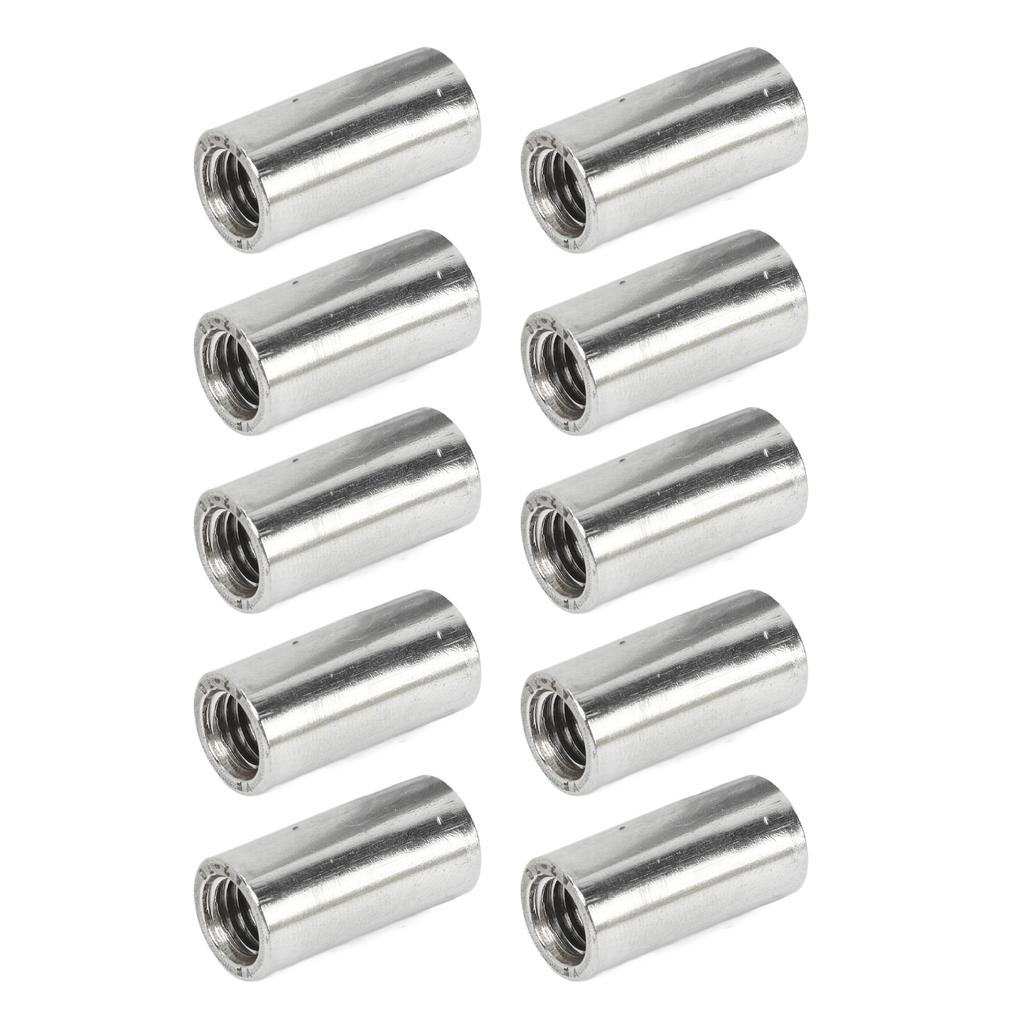 10 Pcs Round Connector Nut M8x1.25 Female Thread L25mm Rod Coupling Nuts Stainless Steel Threaded Sleeve Rod