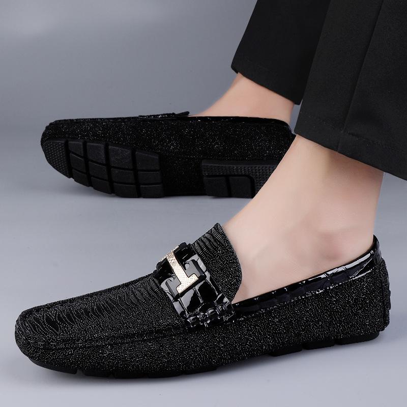 5856 Men'S Doudou Shoes, One-Pedal Flat-Soled Leather Shoes, Spring And Summer Low-Top Feet, Genuine Leather Cowhide Surface Single Shoes